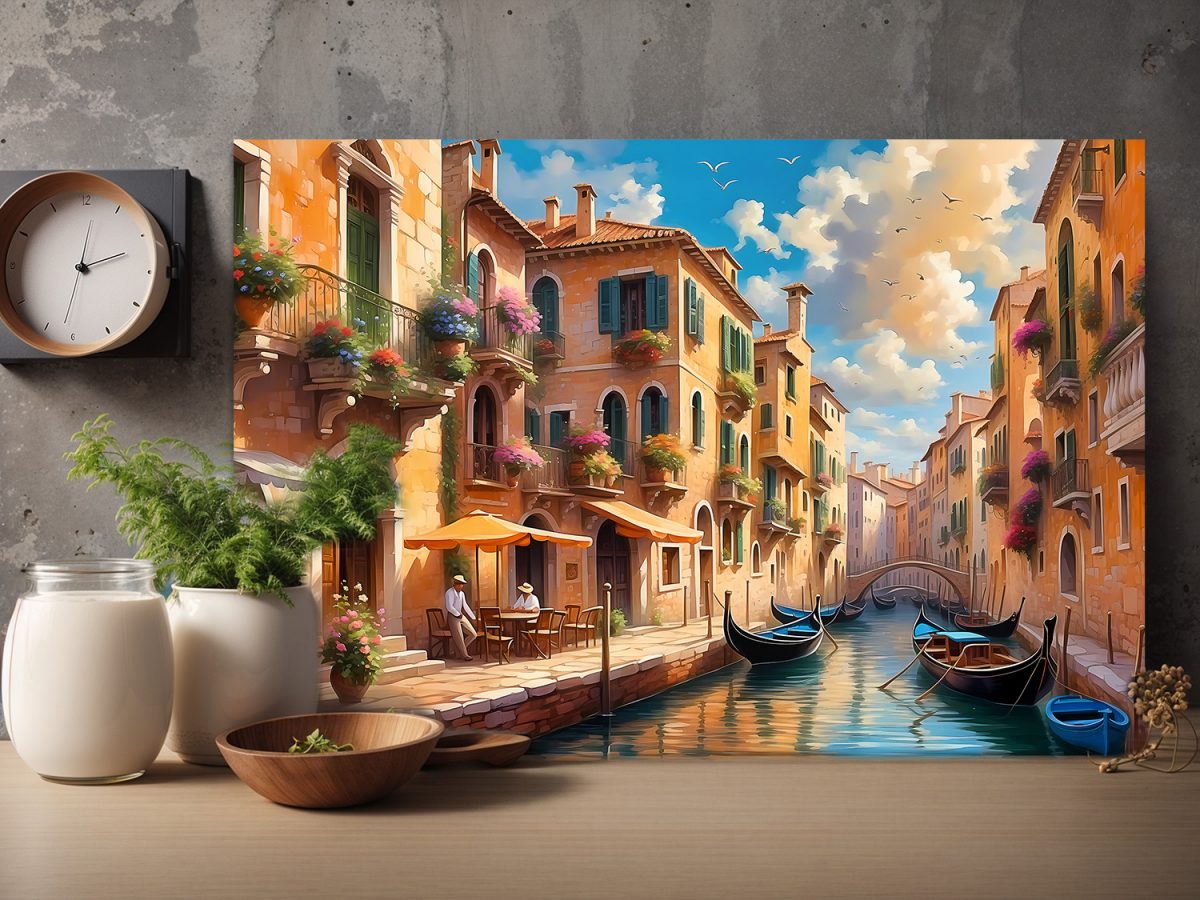 Kanal in Venedig – Bild auf Leinwand