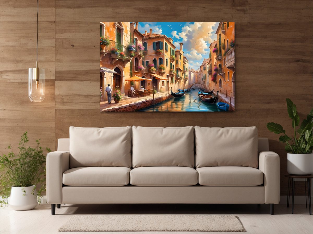Kanal in Venedig – Bild auf Leinwand