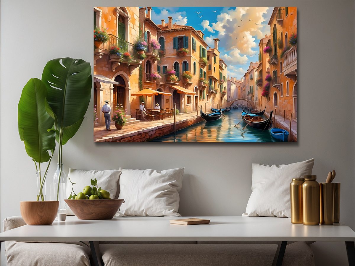 Kanal in Venedig – Bild auf Leinwand