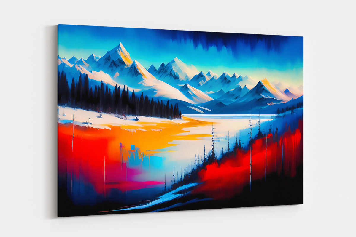 Berglandschaft im Winter, Expressionismus Komposition, Graffiti, wie Gemälde