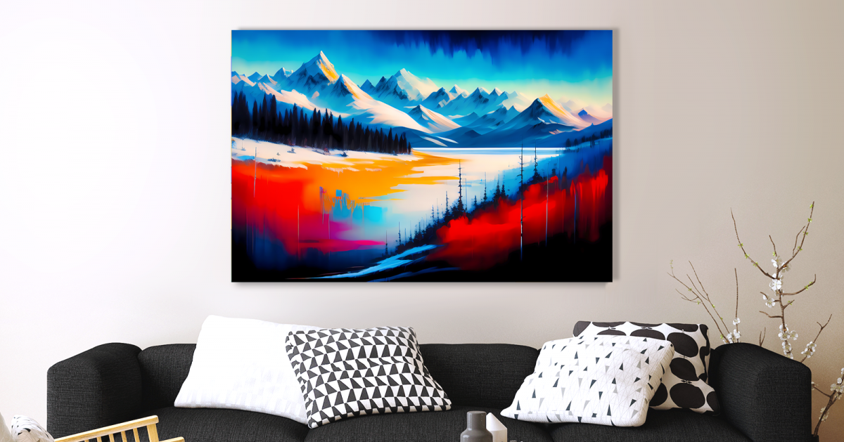 Berglandschaft im Winter, Expressionismus Komposition, Graffiti, wie Gemälde