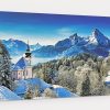 Winterlandschaft mit Blick auf den Watzmann auf Leinwand, wie Ölgemälde, druckbare Kunst